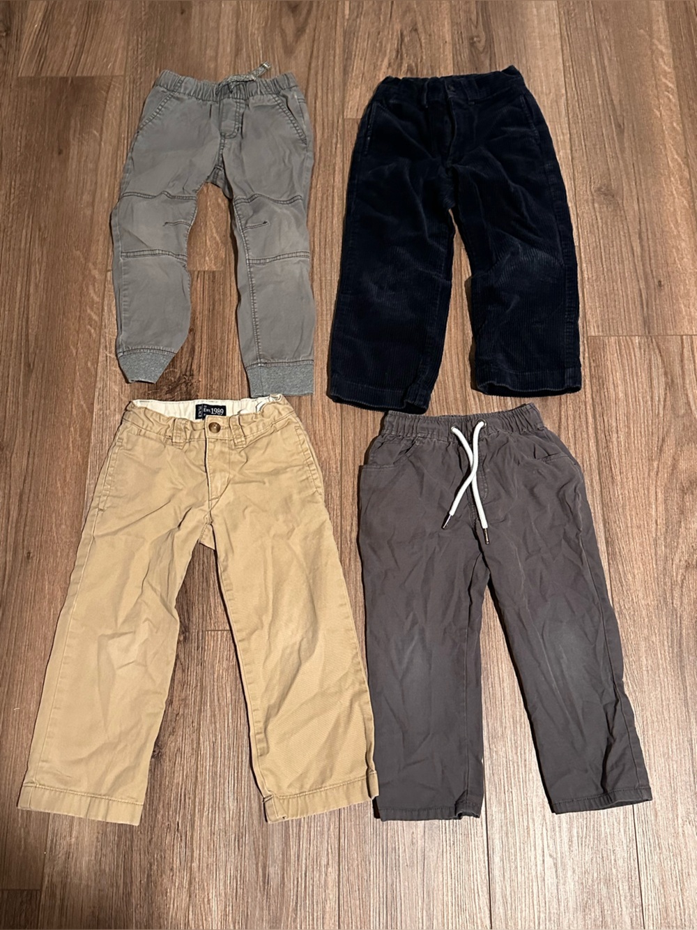 Bundle of Boys 4T Four-Pack Bottoms - Gray, Navy, Khaki, Charcoal